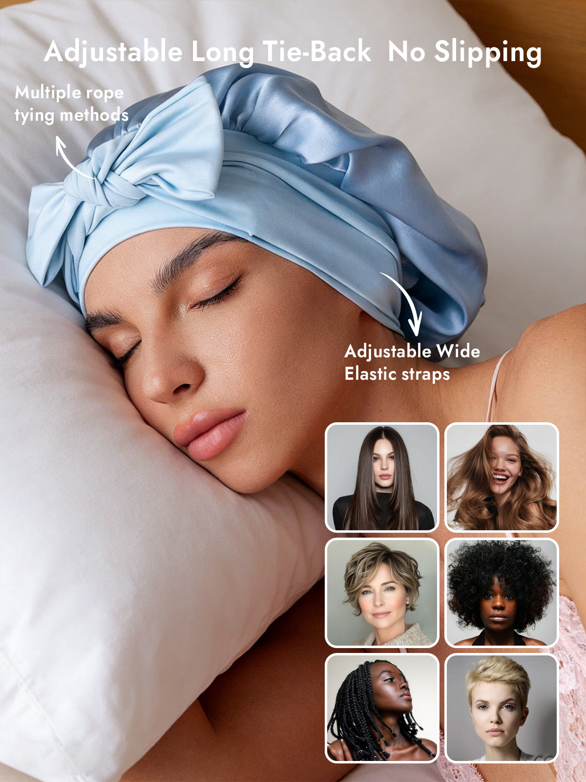 [Sky Blue] SilkSilky-UK Pure Silk Sleep Cap 004