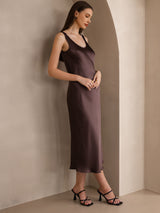 [Coffee] SilkSilky-UK Sleeveless Dress 004