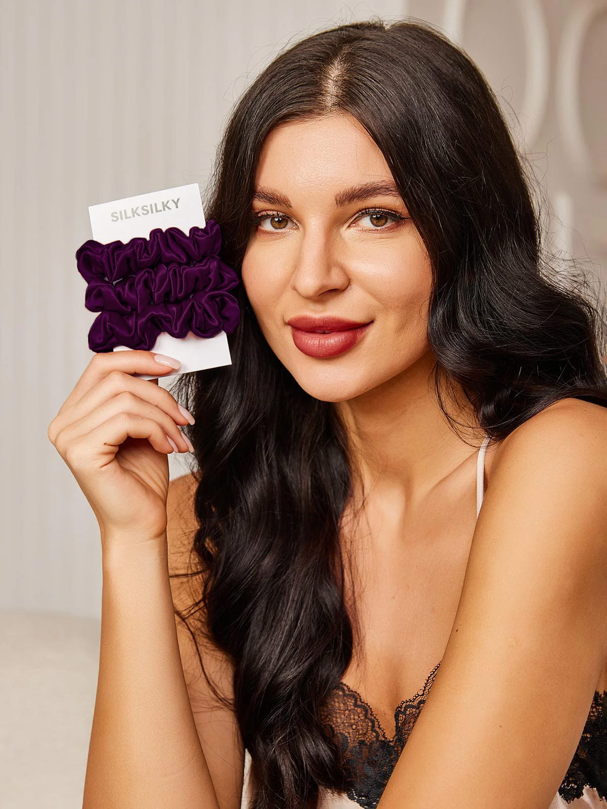 [Deep Purple] SilkSilky-UK 19Momme Pure Silk Scrunchie 002