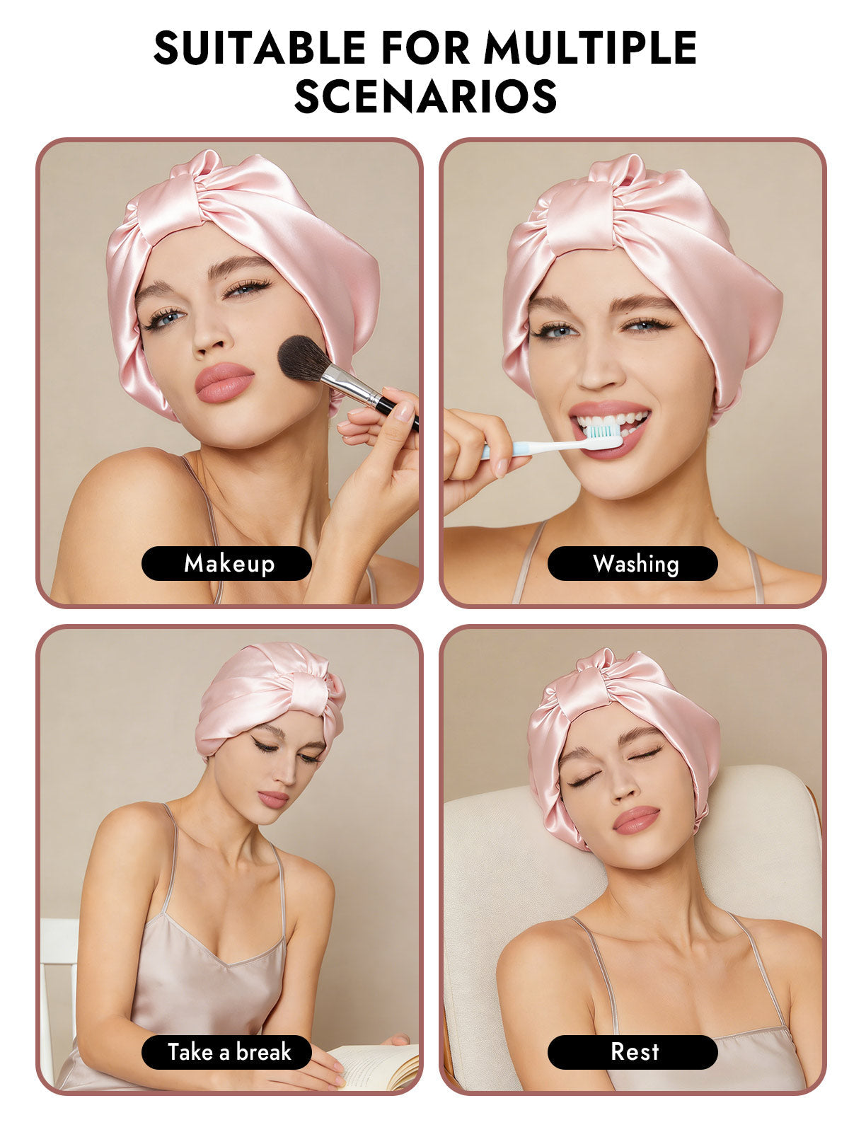 [Pink] SilkSilky-UK Sleep Cap 006