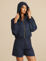 [DarkBlue] SilkSilky-UK 18Momme Silk Satin Surah Long Sleeve High Neck Women's Outerwear 001