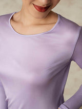 [Purple] SilkSilky-UK Silk Jersey Long Sleeve Round Neck Women's Long Johns 005
