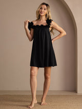 [Black] SilkSilky-UK Sleeveless Square Neck Nightdress 003