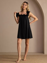 [Black] SilkSilky-UK Sleeveless Square Neck Nightdress 003