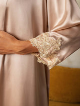 [Pink] SilkSilky-UK 3/4 Sleeve V Neck Nightdress&Dressing gowns 005