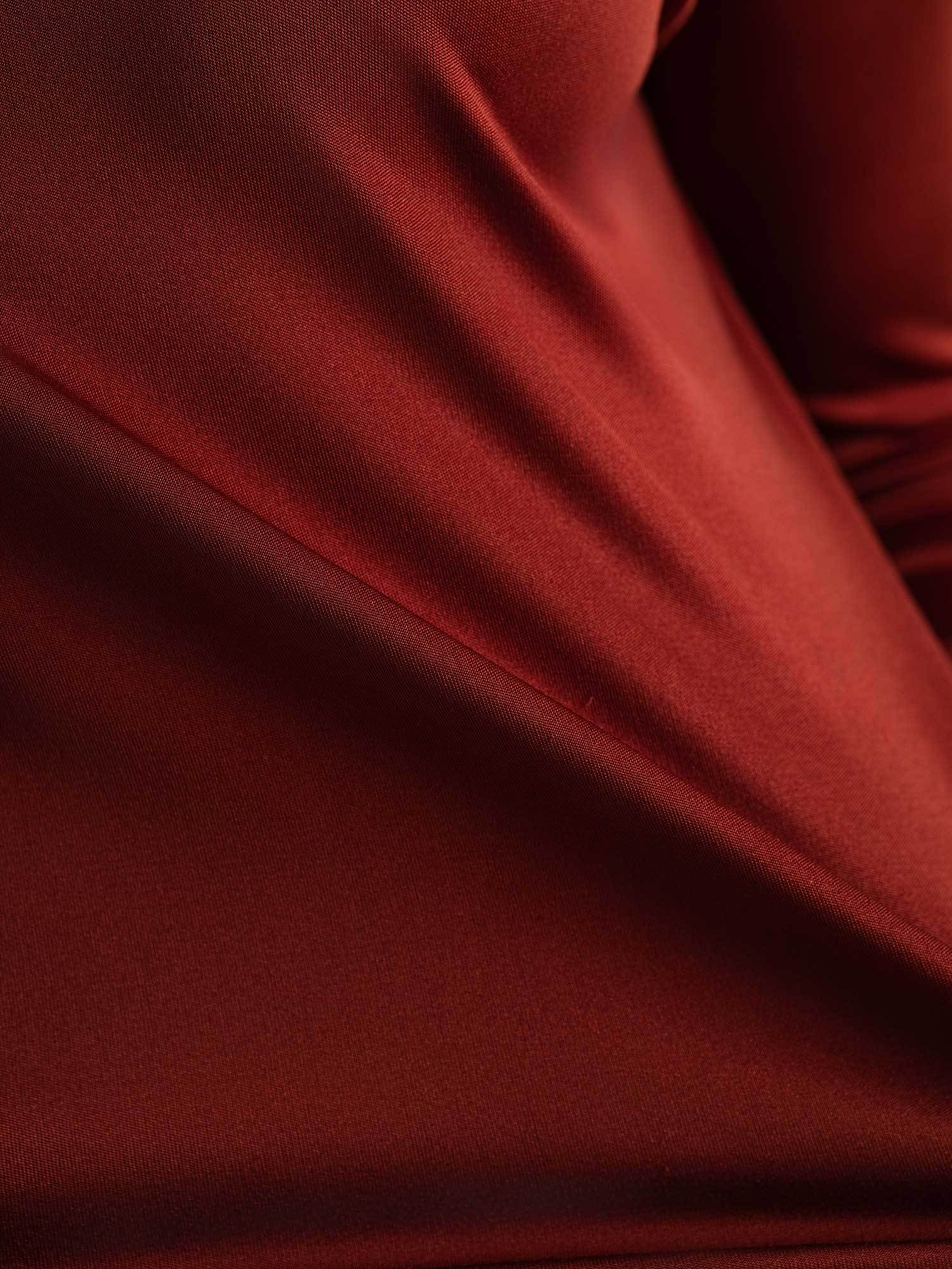 [Fired Brick] SilkSilky-UK 100% Silk Jersey Long Sleeve Crew Neck Women's T-Shirt 005