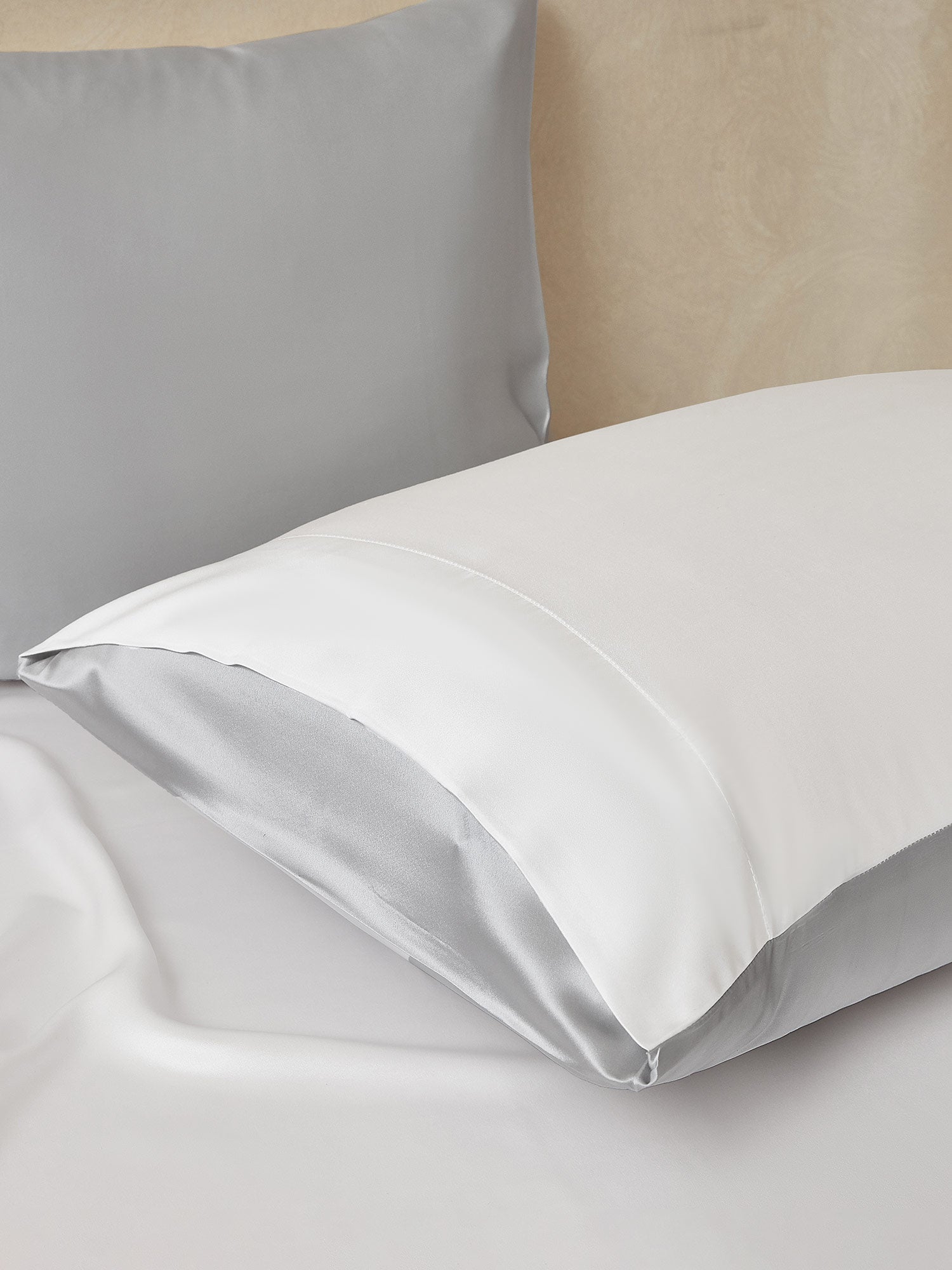 [LightGray+White] SilkSilky-UK 22Momme Pure Silk Bedding Set 005,