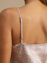 [Pink Heart Geo] SilkSilky-UK Spaghetti Strap V Neck Camisole Set 006