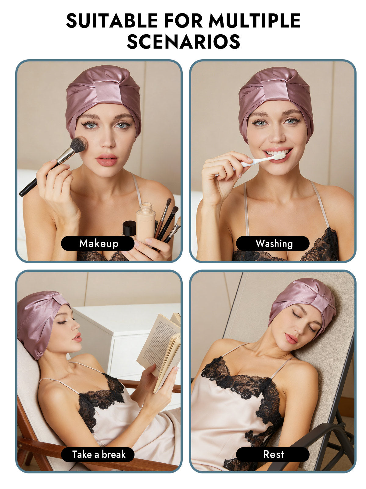[Pale Mauve] SilkSilky-UK Sleep Cap 006