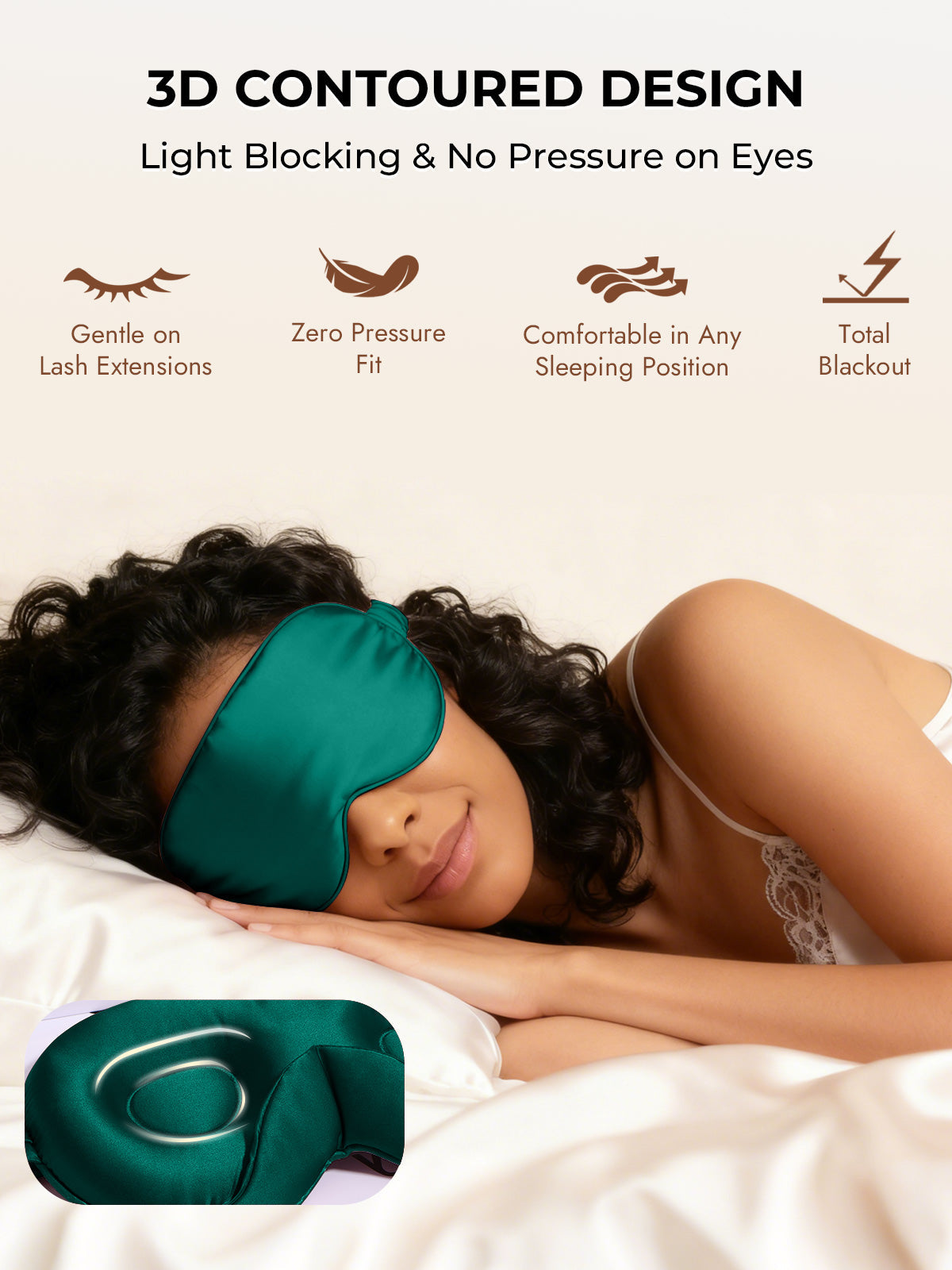 [Dark Green] SilkSilky-UK Pure Silk Eye Mask 006