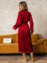 [Wine] SilkSilky-UK Long Sleeve Women's Dressing Gown 002