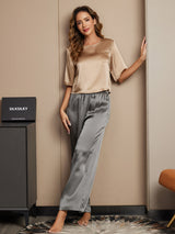 [Multi] SilkSilky-UK Half Sleeve Round Neck Women's Pyjamas 003