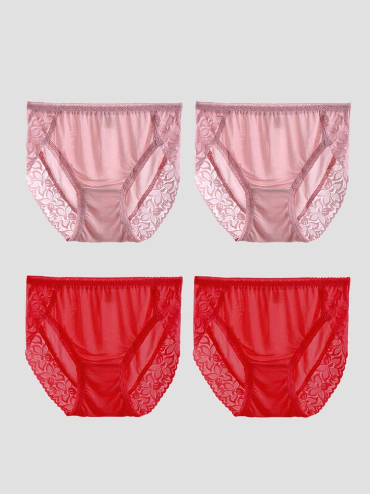 SilkSilky-UK Silk Knitted Panty Pink+Red 003