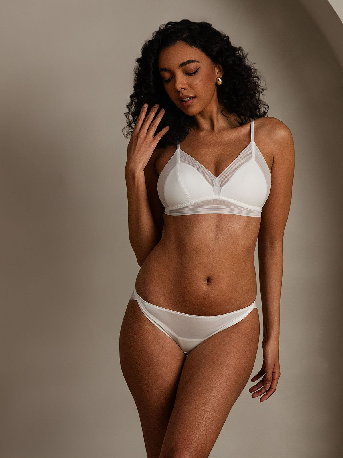 SilkSilky-UK Pure Silk Bra&Panty Set White 001