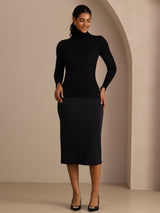 [Black] SilkSilky-UK Long Sleeve Turtle Neck Women's T-Shirt 007