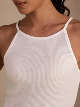 [White] SilkSilky-UK Sleeveless Crew Neck Camisole 005