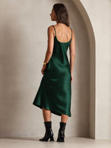 [Dark Green] SilkSilky-UK Spaghetti Strap V Neck Dress 002