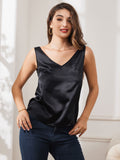 SilkSilky UK Pure Silk Sleeveless V Neck Camisole Black 003