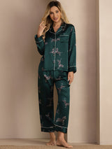[Emerald Zebra] SilkSilky-UK Long Sleeve Lapel Collar Women's Pyjamas 006