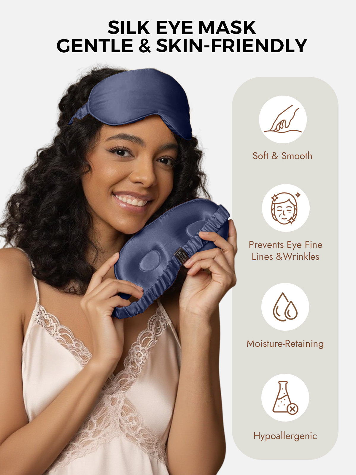 [Dark Blue] SilkSilky-UK Pure Silk Eye Mask 003