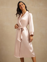 [Pink] SilkSilky-UK Pure Silk Collar Women's Dressing Gown 009,