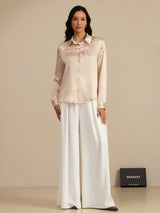 [Champagne] SilkSilky-UK Long Sleeve Lapel Collar Women's Shirt 007