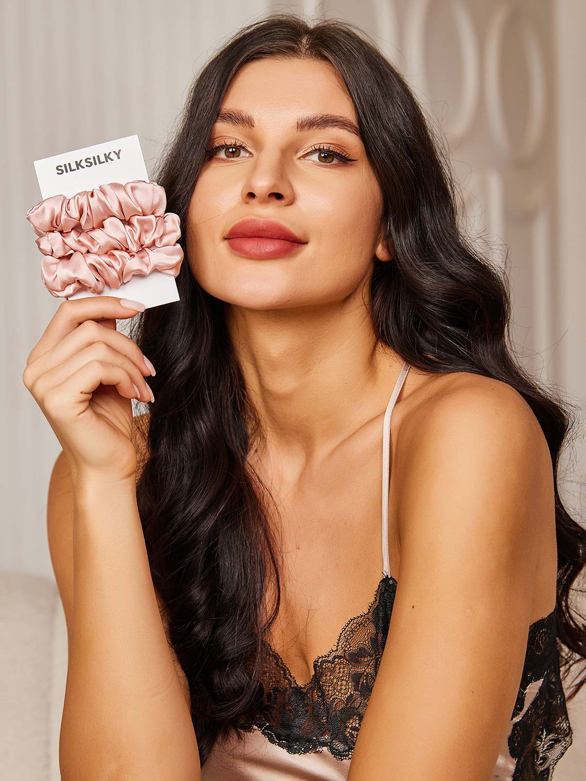 [Pink] SilkSilky-UK 19Momme Pure Silk Scrunchie 002