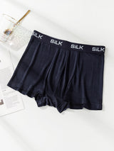 [Dark Blue] SilkSilky-UK 100% Silk Jersey Men's Underwear 005