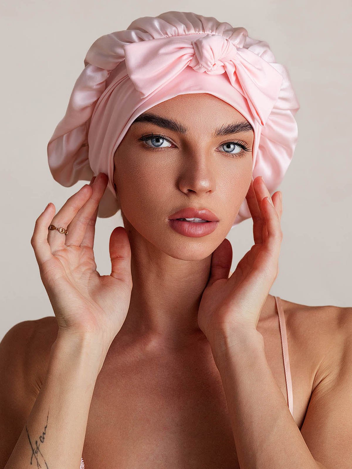[Light Pink] SilkSilky-UK Pure Silk Sleep Cap 001