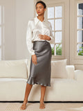 SilkSilky UK 19Momme Pure Silk Skirt DarkGray 001