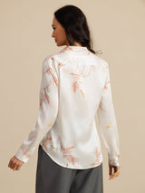 [White] SilkSilky-UK Long Sleeve Lapel Collar Women's Shirt 002