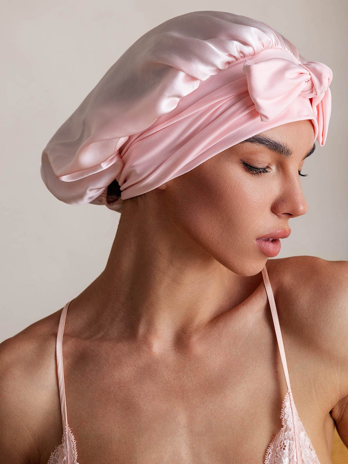 [Light Pink] SilkSilky-UK Pure Silk Sleep Cap 006