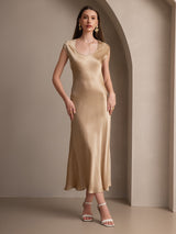 [Champagne] SilkSilky-UK Cap Sleeve Dress 004