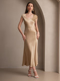 SilkSilky-UK 19Momme Silk Sleeveless Round Neck Dress Champagne 004