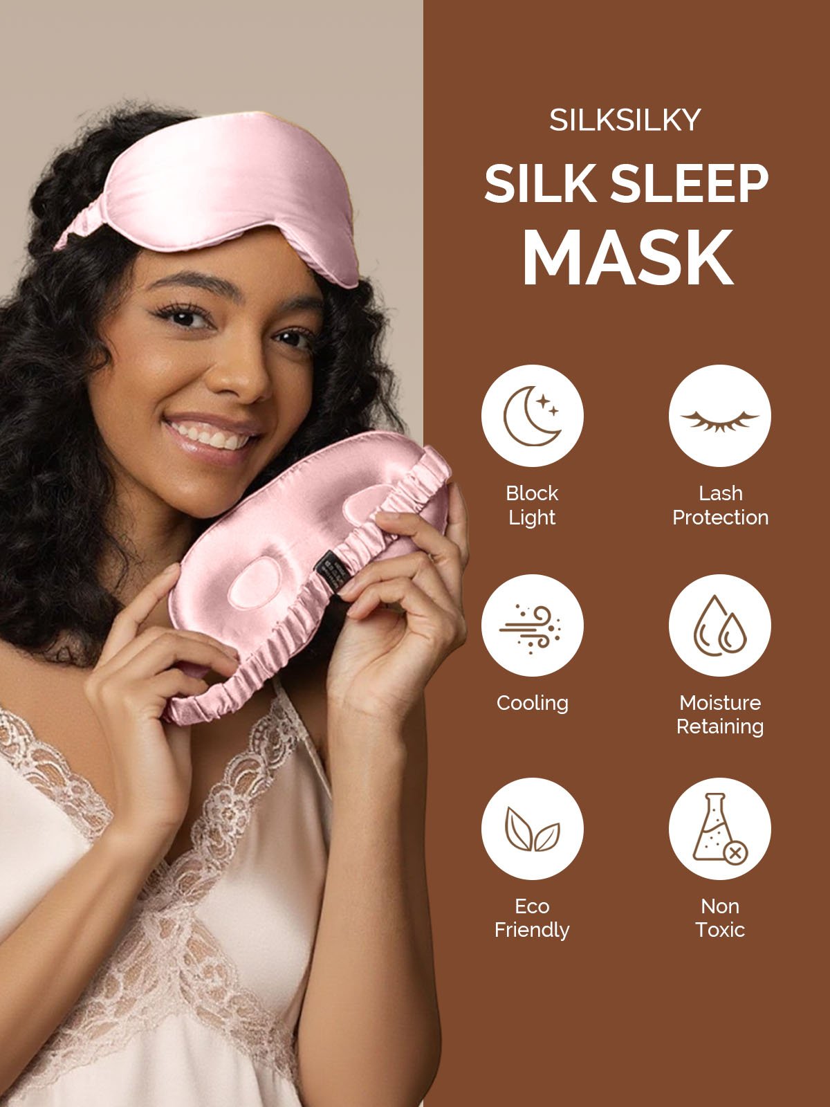 [Pink] SilkSilky-UK 22Momme Pure Silk Eye Mask 003