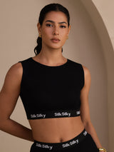 [Black] SilkSilky-UK Sleeveless Crew Neck Camisole 001