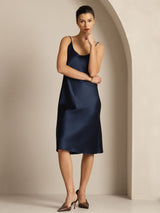 [Dark Blue] SilkSilky-UK Spaghetti Strap U Neck Dress 004