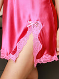 SilkSilky UK Pure Silk Sleeveless V Neck Nightdress HotPink 006