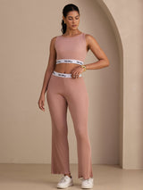 [Pink] SilkSilky-UK Sleeveless Crew Neck Women's Outfit Sets 001