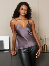 [Purple Gray] SilkSilky-UK Spaghetti Strap V Neck Camisole 006