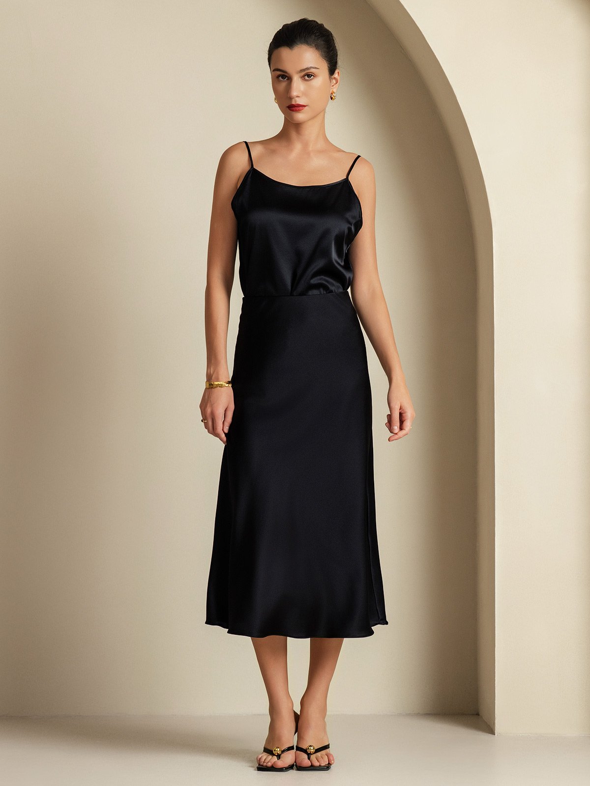 [Black] SilkSilky-UK 19Momme Pure Silk Womens Outfit Sets 003,