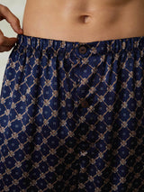 [Navy Chain] SilkSilky-UK Pure Silk Mens Sleep Bottoms 006,