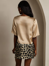 [Champagne] SilkSilky-UK Half Sleeve Scoop Neck Women's T-Shirt 002