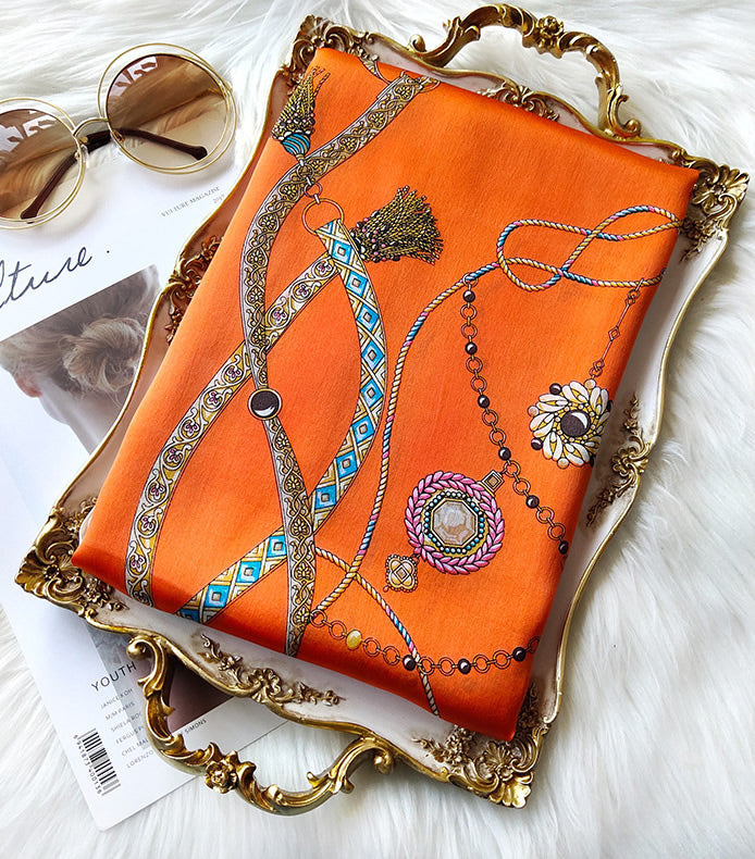 SilkSilky UK Pure Silk Scarf Orange 003