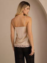 [Champagne] SilkSilky-UK Spaghetti Strap V Neck Camisole 002