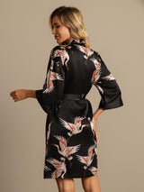 [Black] SilkSilky-UK 3/4 Sleeve Women's Dressing Gown 002