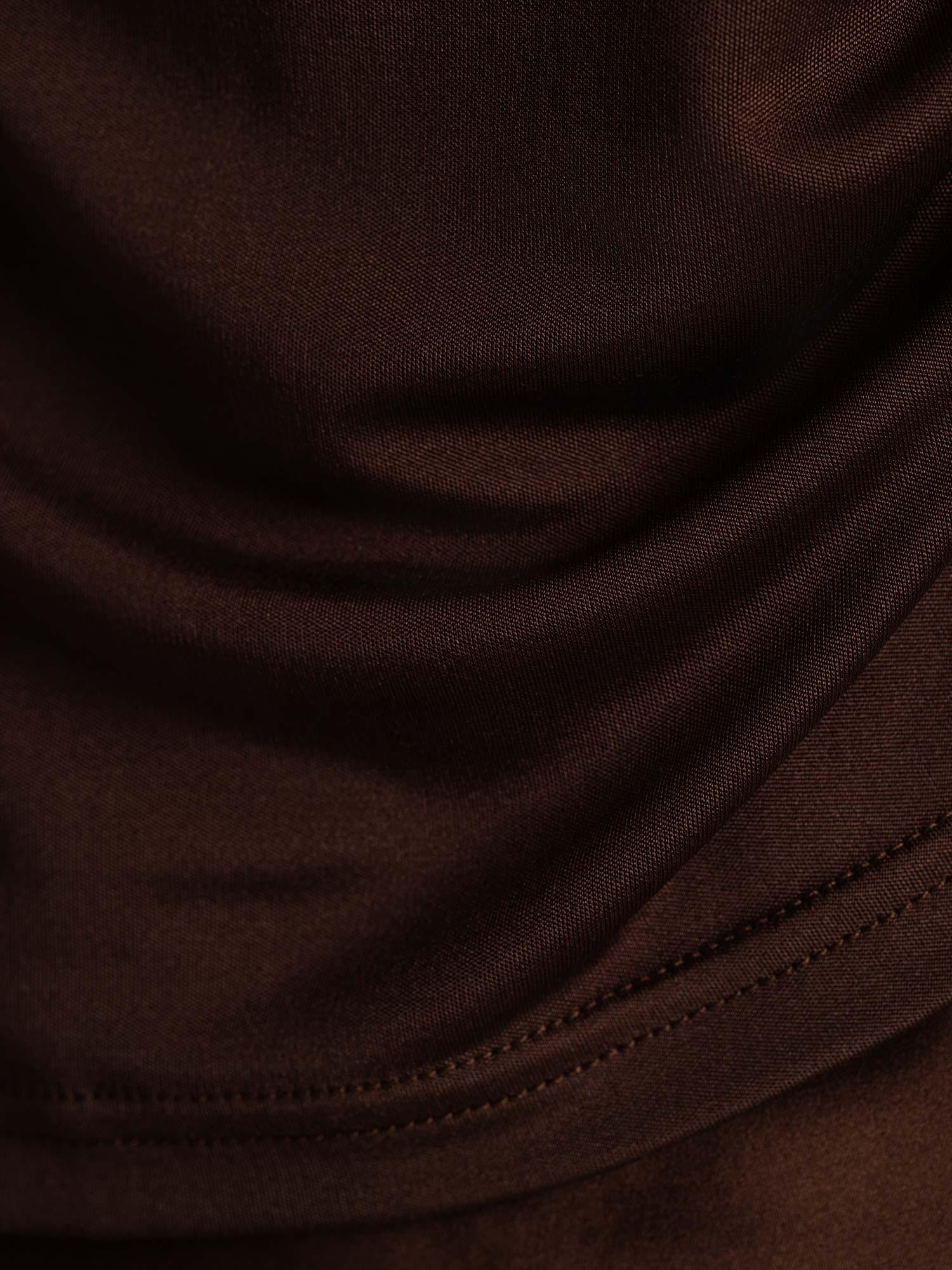 [Coffee] SilkSilky-UK Pure Silk Collar Women's T-Shirt 005