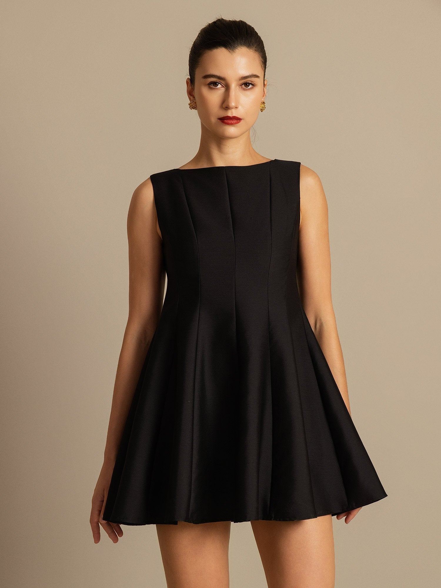 [Black] SilkSilky-UK 32Momme Silk-Wool Blend Dress 003,