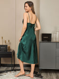 SilkSilky UK Silk Sleeveless Cowl Neck Dress DarkGreen 002