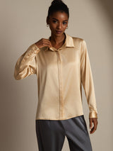 [Champagne] SilkSilky-UK Long Sleeve Lapel Collar Women's Shirt 004
